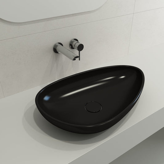 BOCCHI ETNA 23.25" Vessel Fireclay With Matching Drain Cover displayed in a modern bathroom sink design.