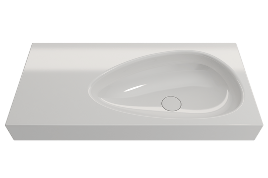 BOCCHI ETNA 35.5" Wall-Mounted Sink Fireclay With Matching Drain Cover top view