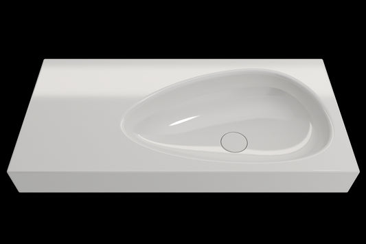 BOCCHI ETNA 35.5" Wall-Mounted Sink Fireclay With Matching Drain Cover