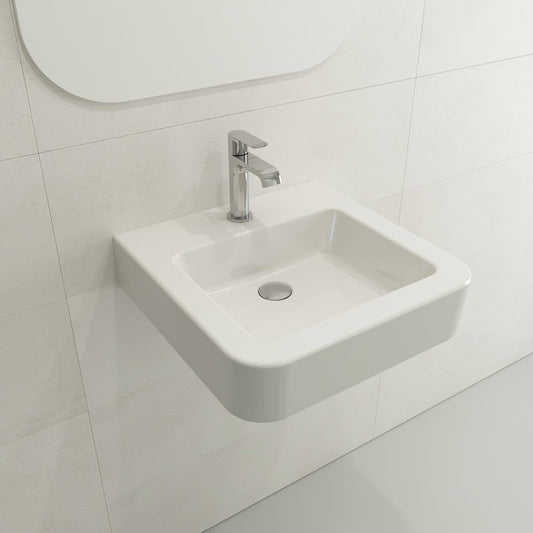 BOCCHI PARMA 19.75" Wall-Mounted Sink Fireclay in. 1-Hole With Overflow showcased in a modern bathroom setting.