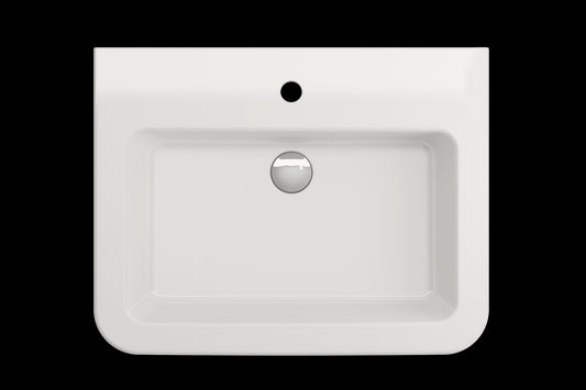 BOCCHI PARMA 25.5" Wall-Mounted Sink Fireclay 1-Hole With Overflow