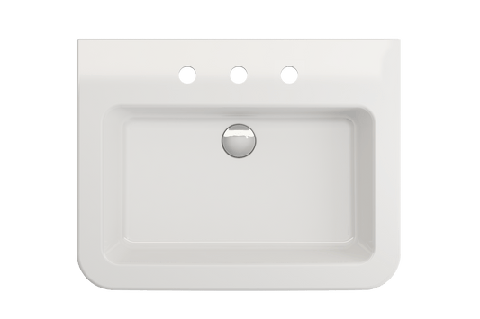 BOCCHI PARMA 25.5" Wall-Mounted Sink Fireclay 3-Hole With Overflow - sleek white design for bathroom