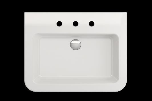 BOCCHI PARMA 25.5" Wall-Mounted Sink Fireclay 3-Hole With Overflow