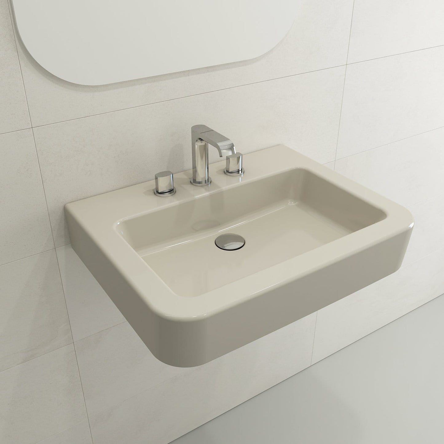 BOCCHI PARMA 25.5" Wall-Mounted Sink Fireclay 3-Hole With Overflow