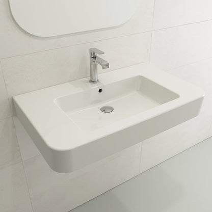 BOCCHI PARMA 33.5" Wall-Mounted Sink Fireclay 1-Hole With Overflow