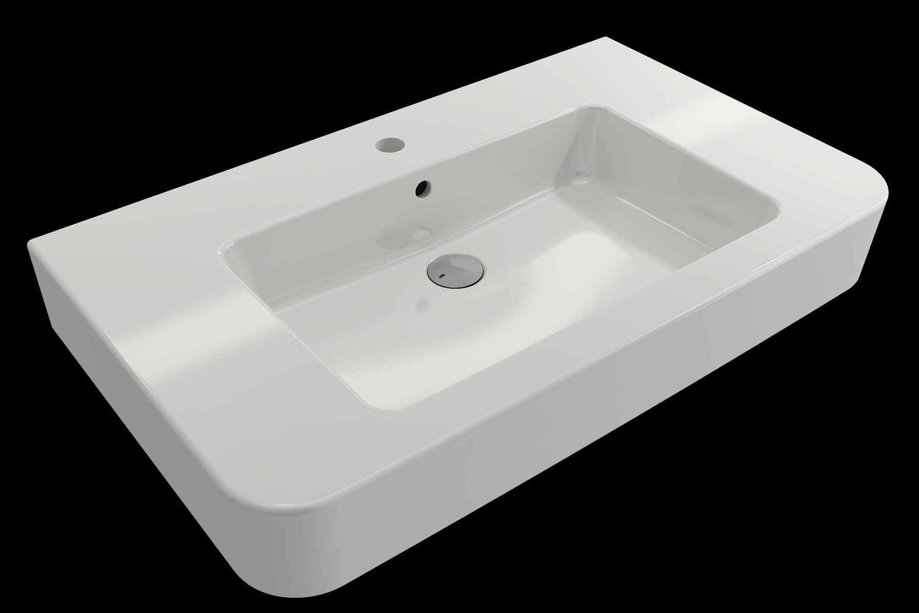 BOCCHI PARMA 33.5" Wall-Mounted Sink Fireclay 1-Hole With Overflow