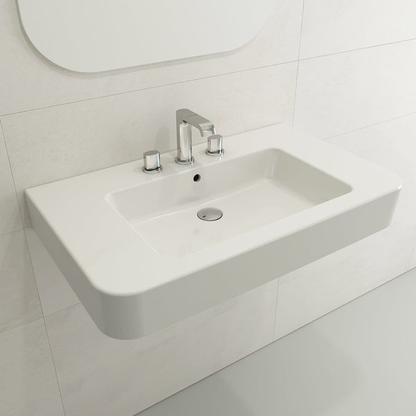 BOCCHI PARMA 33.5 Wall-Mounted Sink Fireclay 3-Hole With Overflow