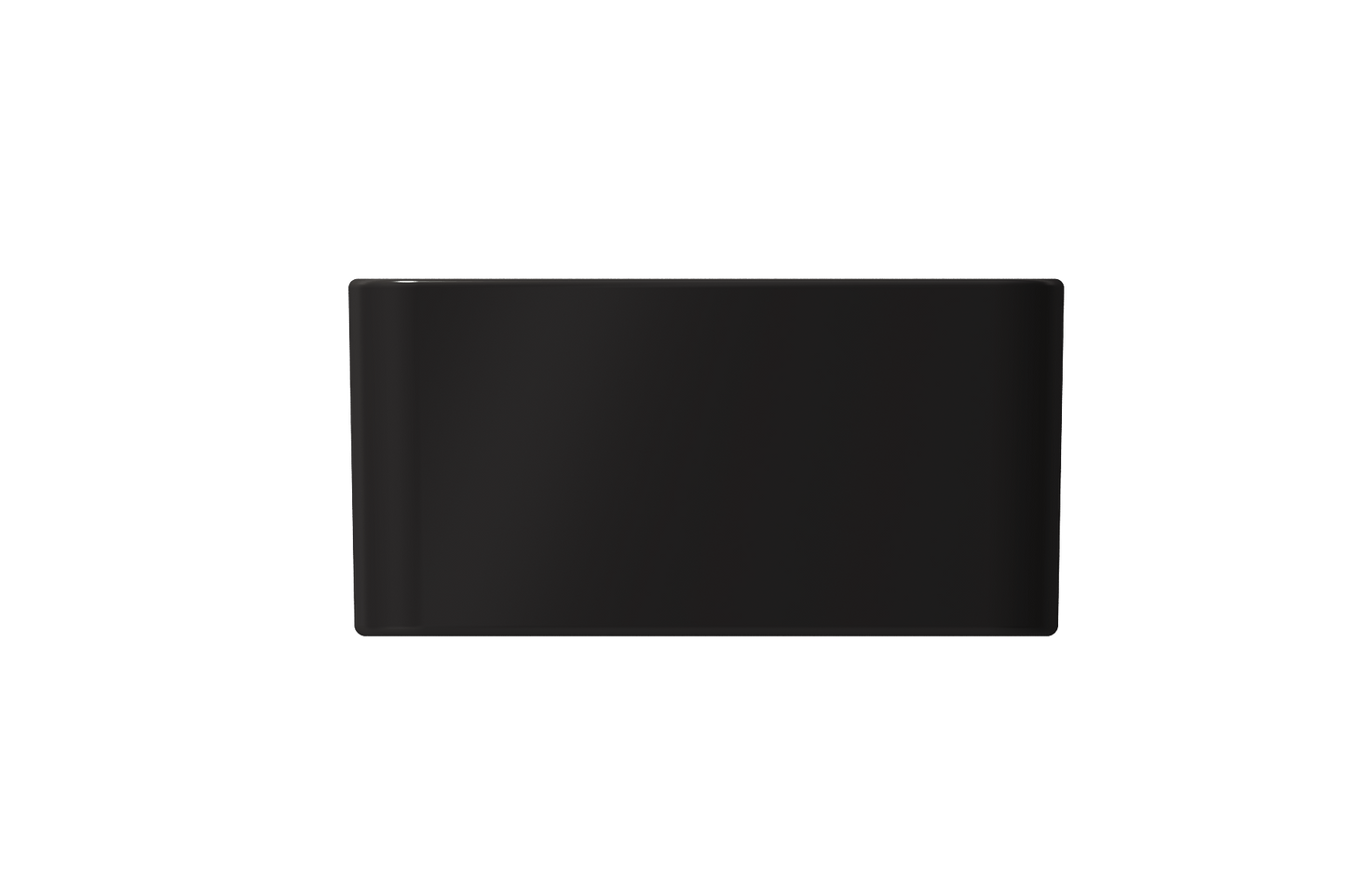 BOCCHI CLASSICO 20" Fireclay Farmhouse Single Bowl Kitchen Sink with Protective Bottom Grid and Strainer in black finish, top view.