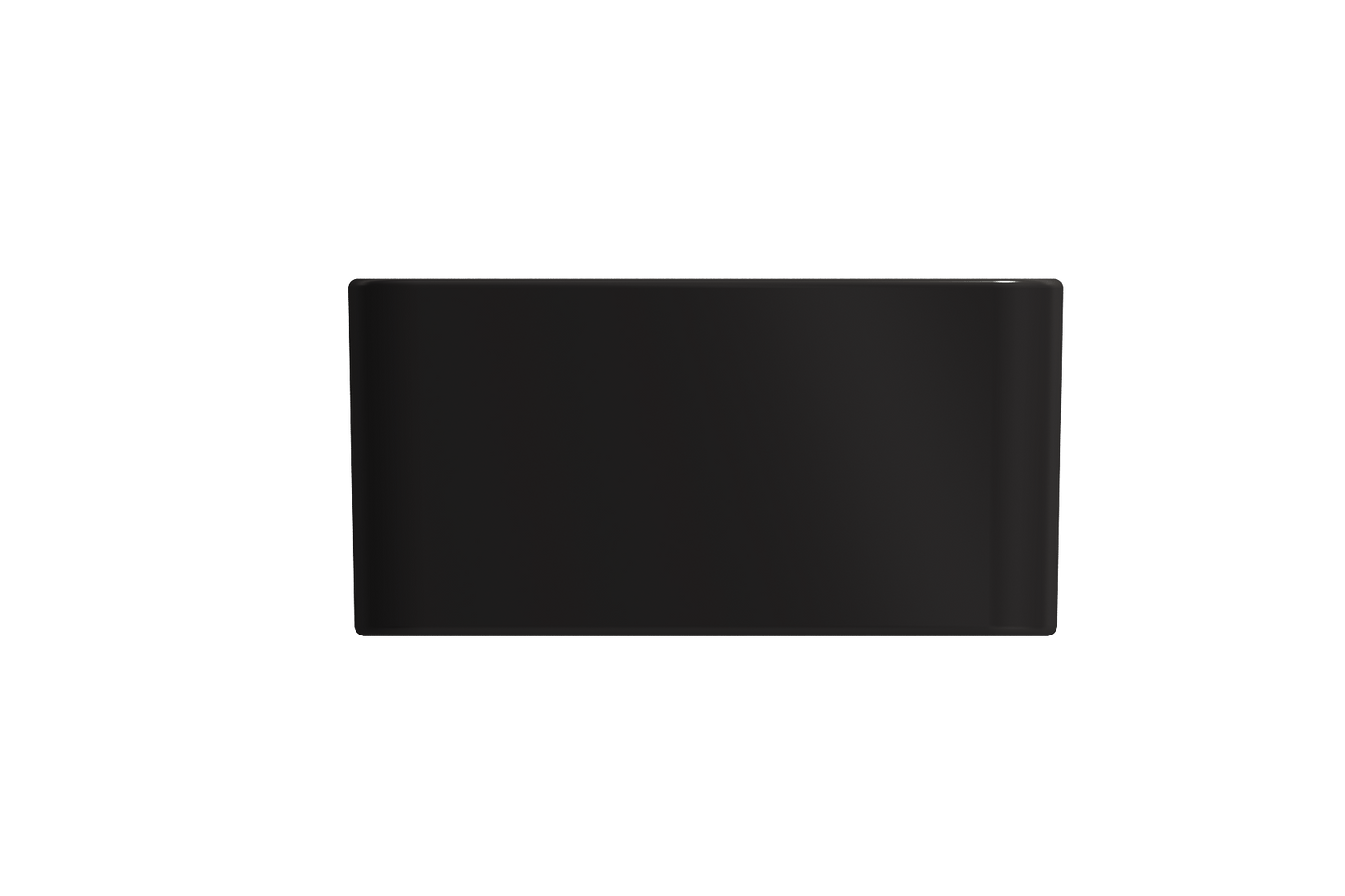 BOCCHI CLASSICO 20" Fireclay Farmhouse Single Bowl Kitchen Sink with Protective Bottom Grid and Strainer in black finish, front view.