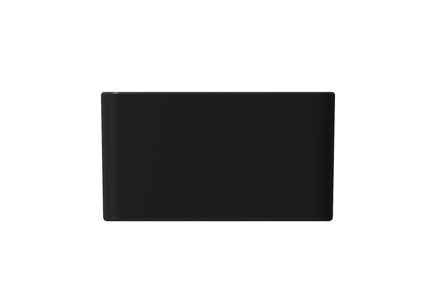 BOCCHI CLASSICO 20" Fireclay Farmhouse Single Bowl Kitchen Sink with Protective Bottom Grid and Strainer in black finish, front view.