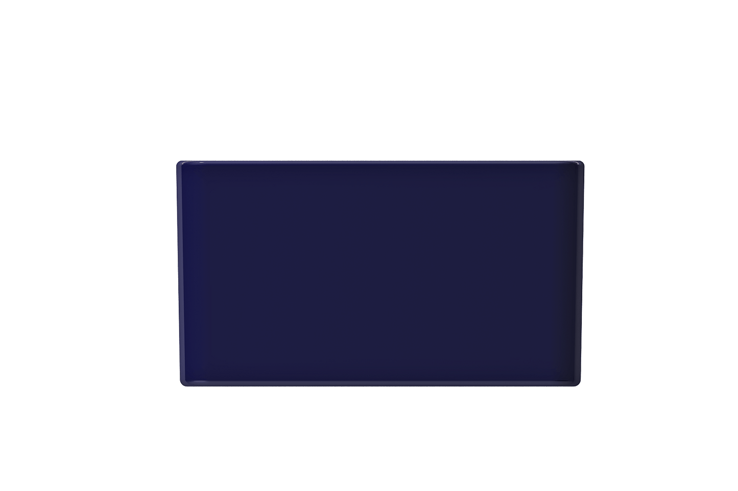 BOCCHI CLASSICO 20" Fireclay Farmhouse Single Bowl Kitchen Sink with Protective Bottom Grid and Strainer in deep navy color, top view.