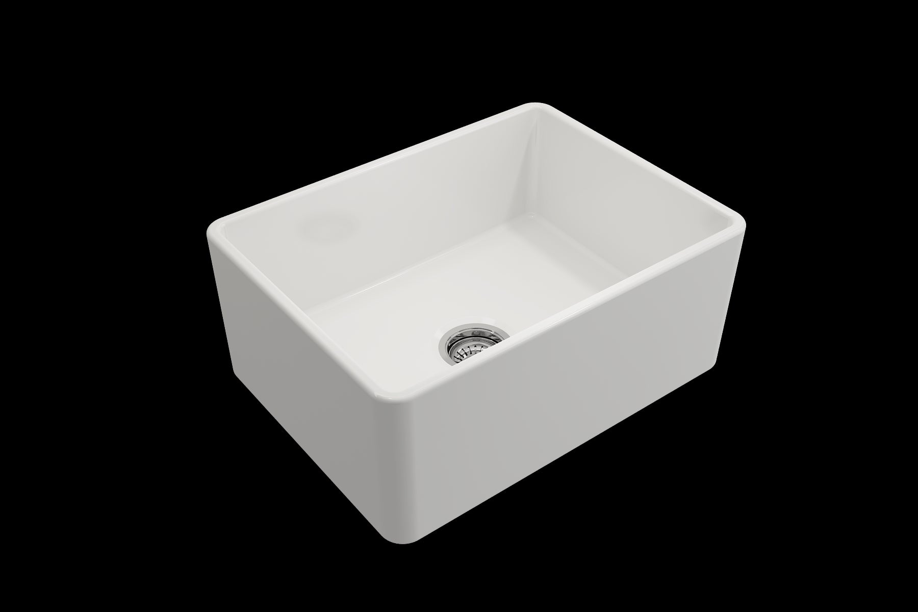 BOCCHI CLASSICO 24" Fireclay Farmhouse Single Bowl Kitchen Sink with protective bottom grid and strainer