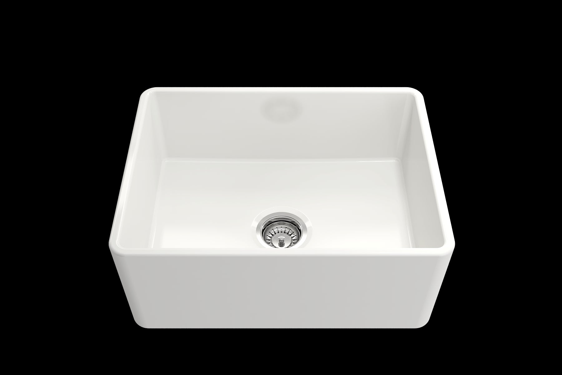 BOCCHI CLASSICO 24" Fireclay Farmhouse Single Bowl Kitchen Sink with protective bottom grid and strainer