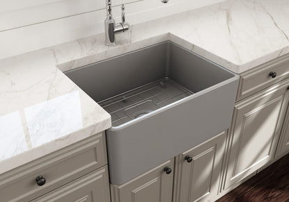 BOCCHI Classico 24" Fireclay Farmhouse Apron Single Bowl Kitchen Sink with elegant design and ample workspace.