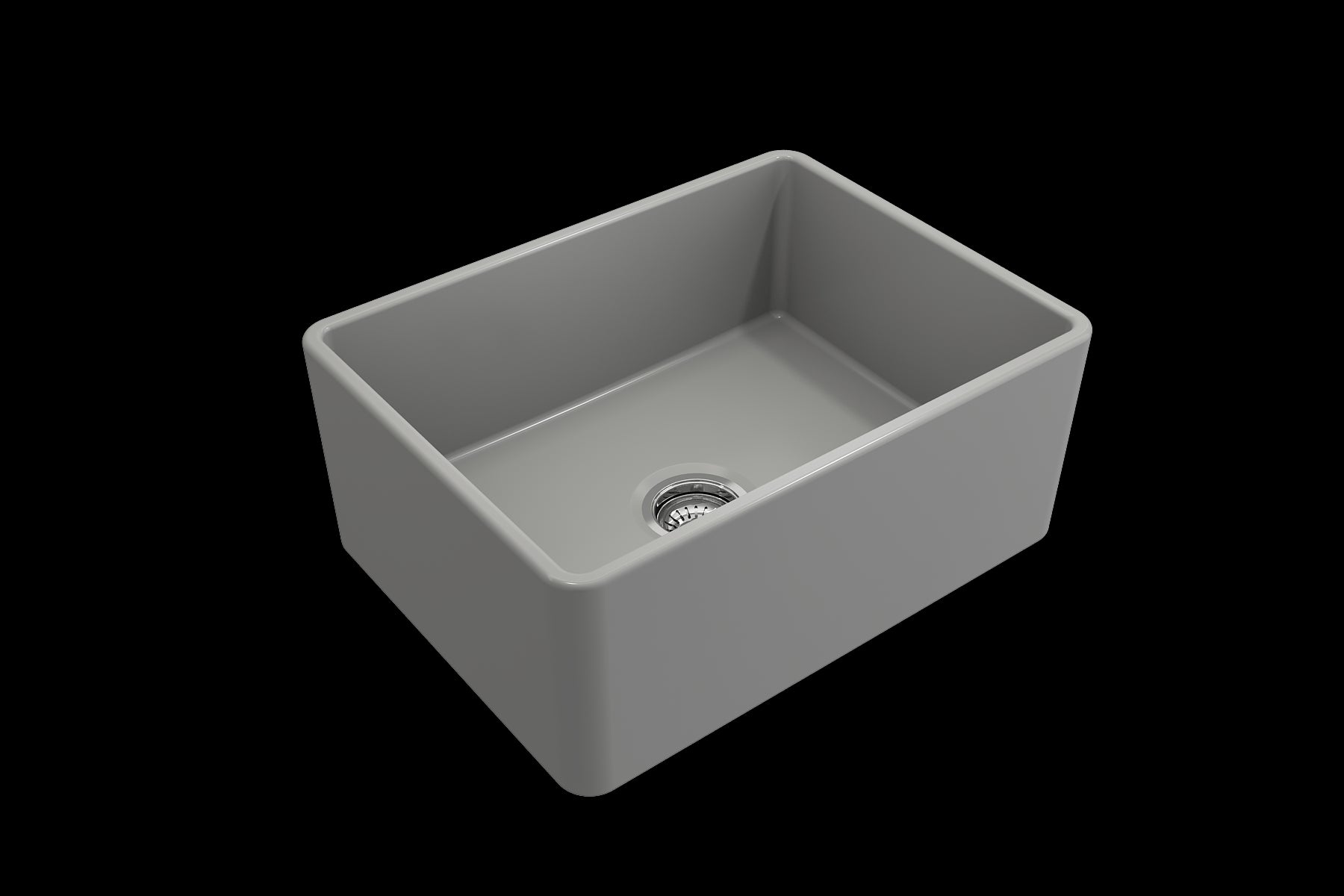 BOCCHI CLASSICO 24" Fireclay Farmhouse Single Bowl Kitchen Sink with protective bottom grid and strainer