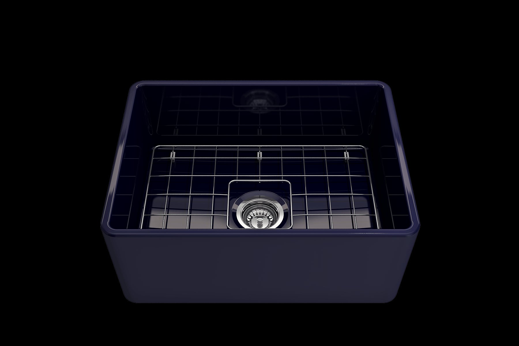 BOCCHI CLASSICO 24" Fireclay Farmhouse Single Bowl Kitchen Sink with protective bottom grid and strainer