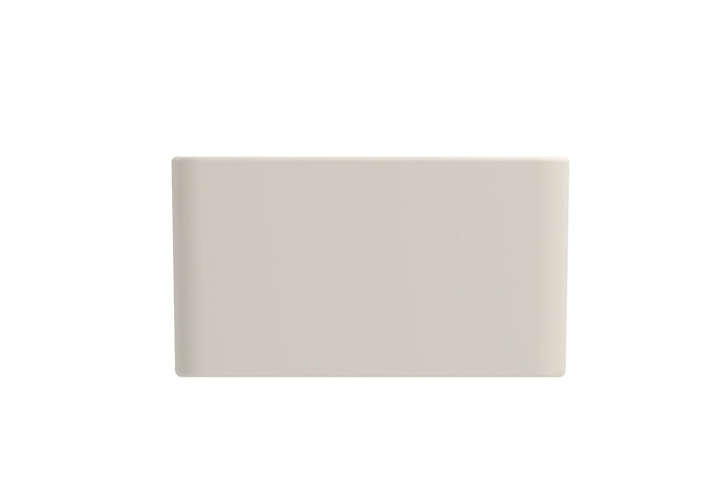 BOCCHI CLASSICO 30" Fireclay Farmhouse Single Bowl Kitchen Sink with Protective Bottom Grid and Strainer in stone color, top view.