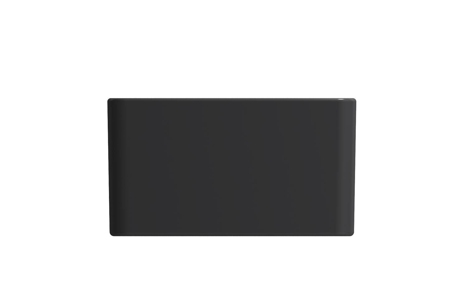Front view of BOCCHI CLASSICO 30" Fireclay Farmhouse Single Bowl Kitchen Sink with Protective Bottom Grid and Strainer in black finish.