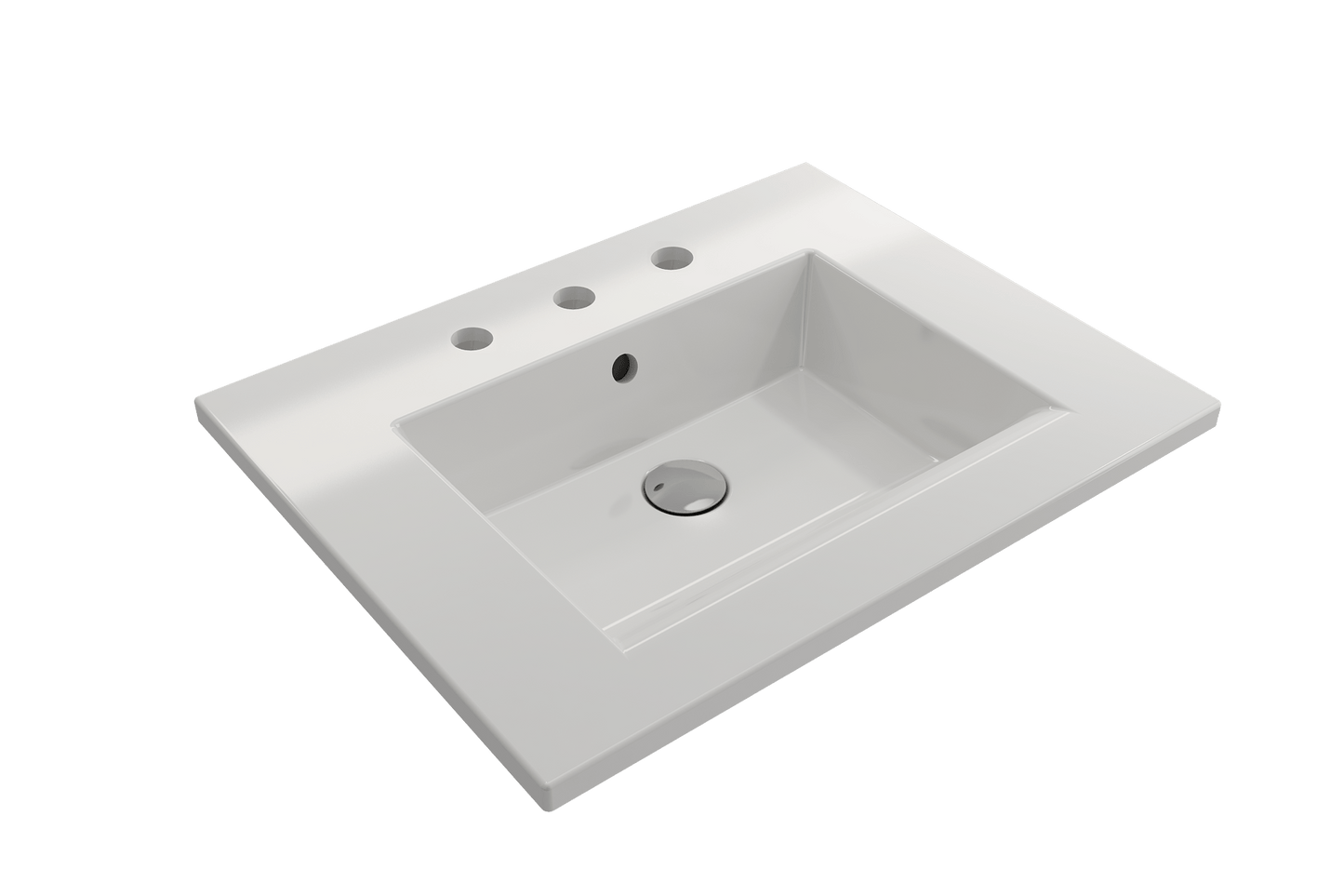 BOCCHI RAVENNA 24.5" Wall-Mounted Sink Fireclay 3-Hole With Overflow, white fireclay bathroom sink design.