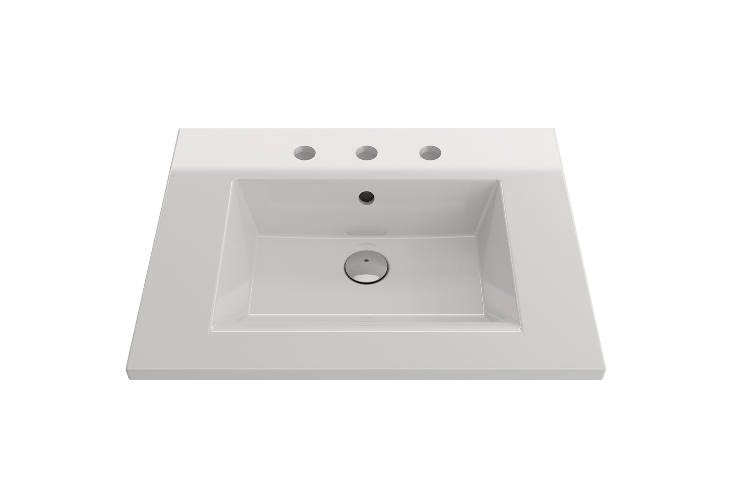 BOCCHI RAVENNA 24.5" Wall-Mounted Sink Fireclay 3-Hole With Overflow - elegant design with symmetrical basin.