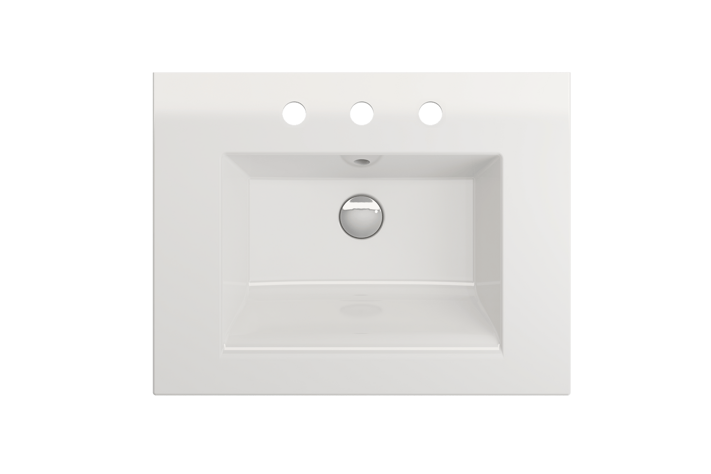 BOCCHI RAVENNA 24.5" Wall-Mounted Sink Fireclay 3-Hole With Overflow, white fireclay bathroom sink design.