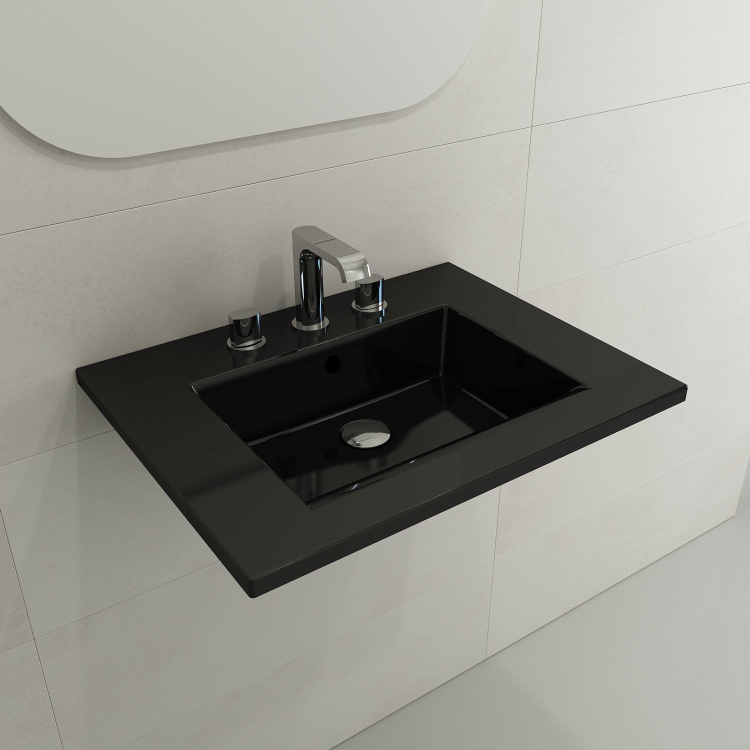 BOCCHI RAVENNA 24.5" Wall-Mounted Sink Fireclay 3-Hole With Overflow