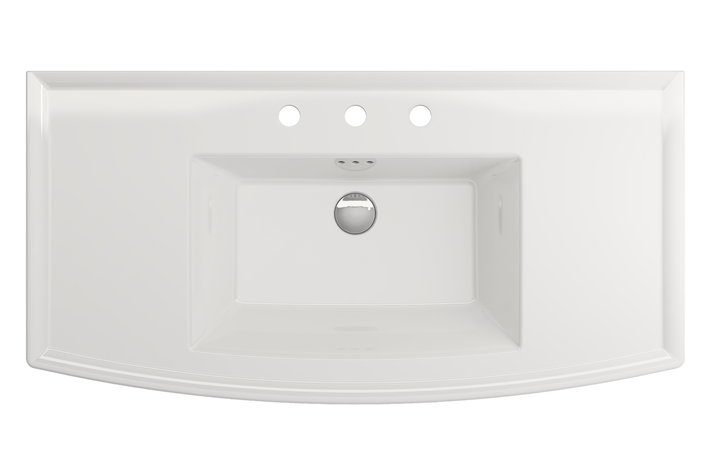 BOCCHI LAVITA 40" Wall-Mounted Console Sink Fireclay 3-Hole with Overflow top view.