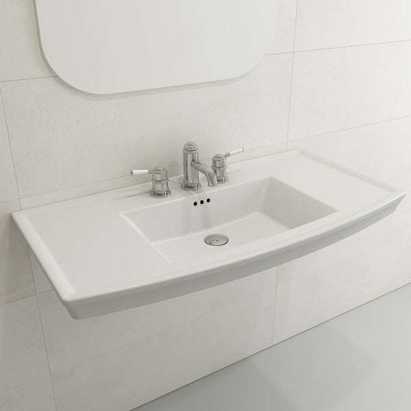 BOCCHI LAVITA 40 Wall-Mounted Console Sink Fireclay 3-Hole with Overflow