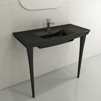 BOCCHI LAVITA 31" Console Leg Set Fireclay in elegant black finish, featuring sleek sink and stylish legs.