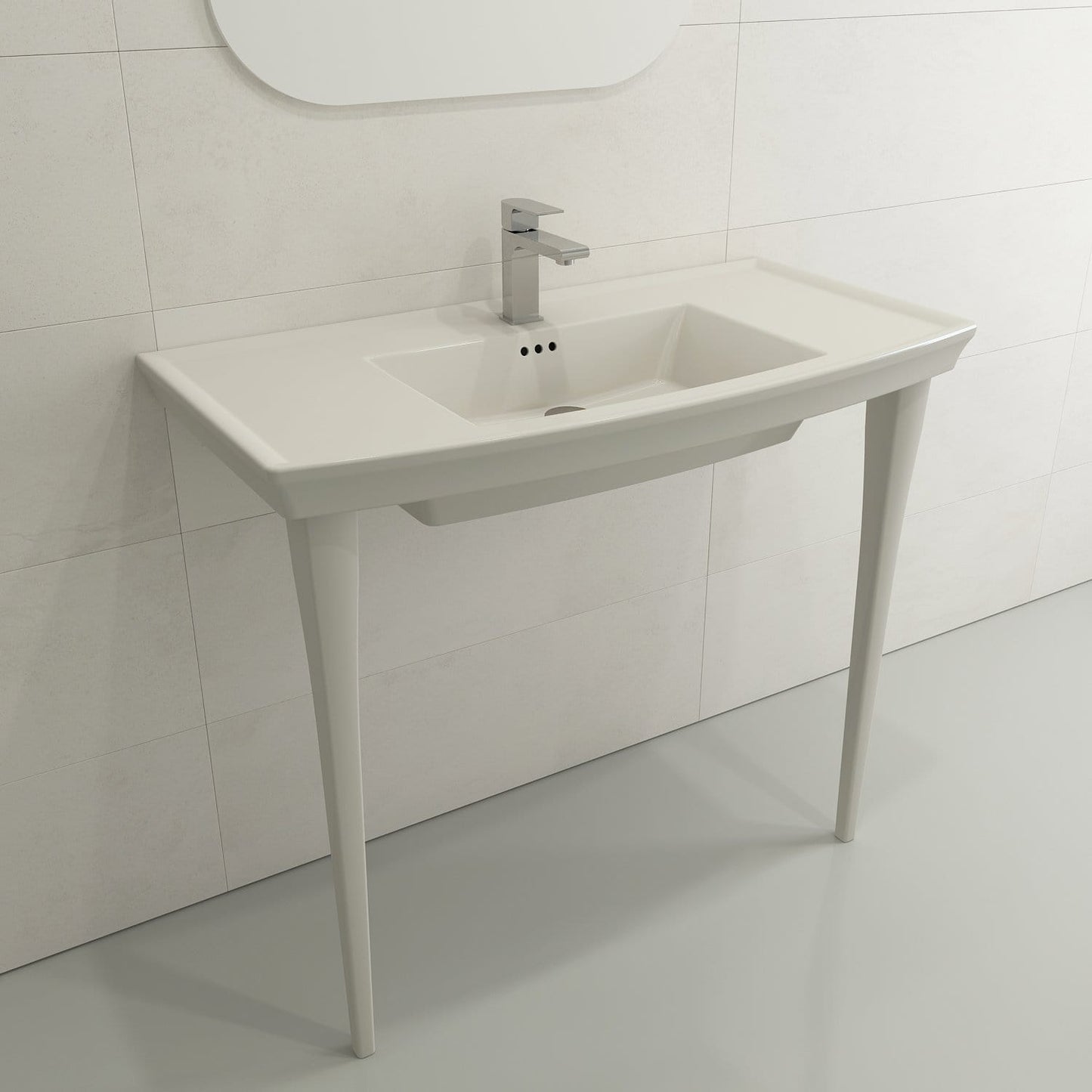 BOCCHI LAVITA 31" Console Leg Set Fireclay with modern faucet and elegant design.