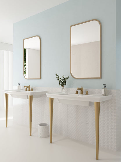 BOCCHI LAVITA 31" Console Leg Set Fireclay in an elegant bathroom setting with mirrors and stylish fixtures.
