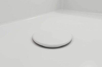 BOCCHI Drain Cover for Fireclay Kitchen Sink Strainers elegantly designed above sink.