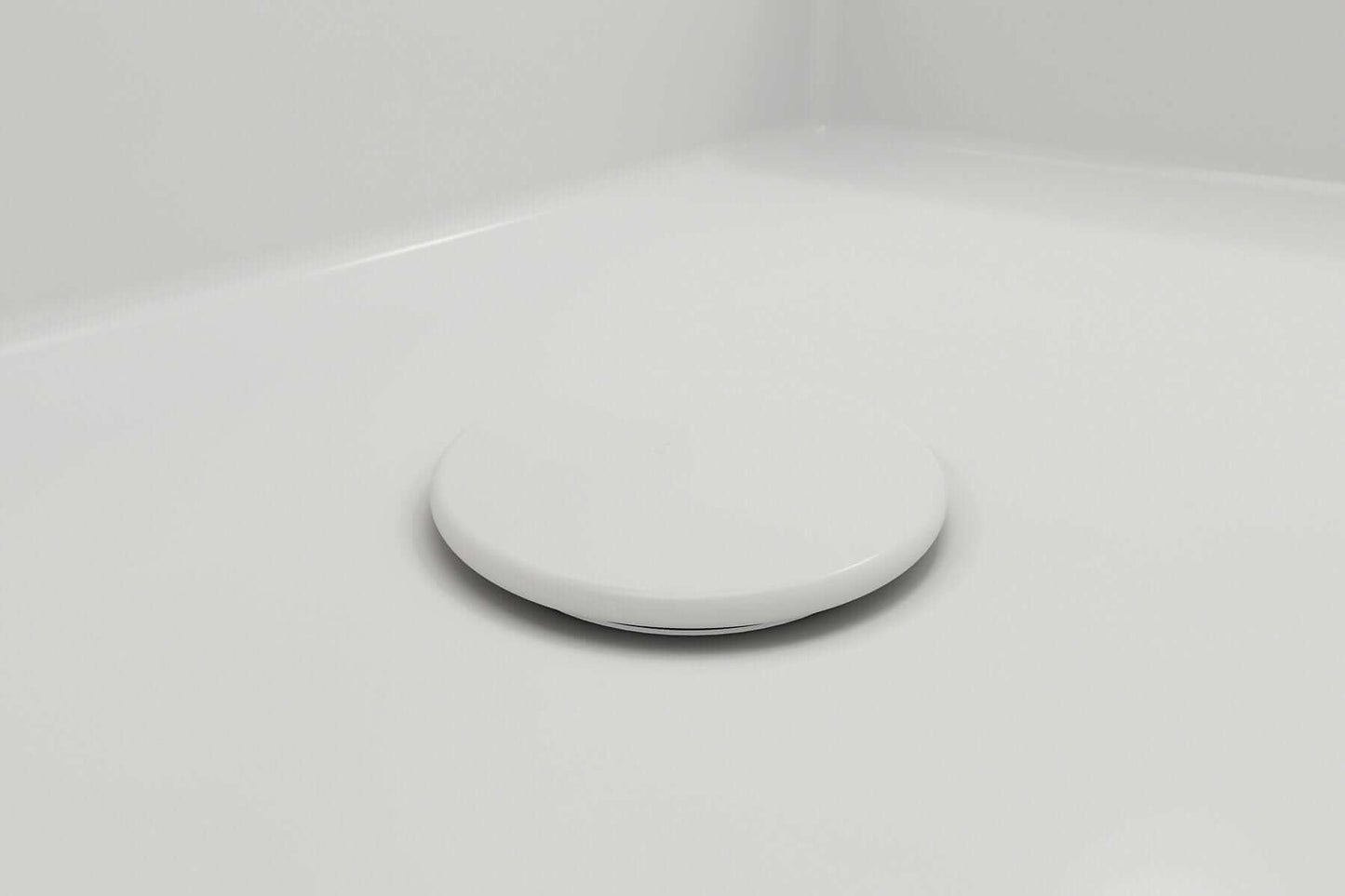 BOCCHI Drain Cover for Fireclay Kitchen Sink Strainers elegantly designed above sink.