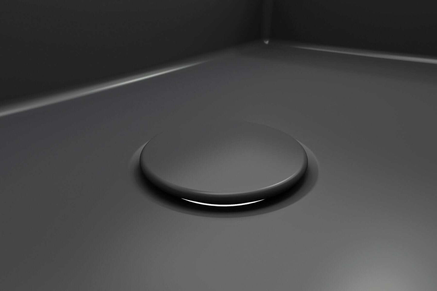 BOCCHI Drain Cover for Fireclay Kitchen Sink Strainers elegantly placed in a fireclay sink.