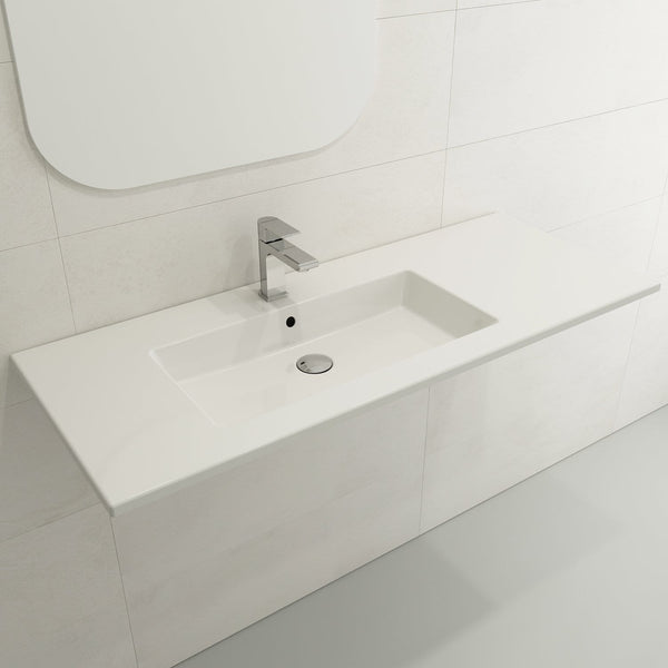 BOCCHI RAVENNA 47.5 Wall-Mounted Sink Fireclay 1-Hole With Overflow