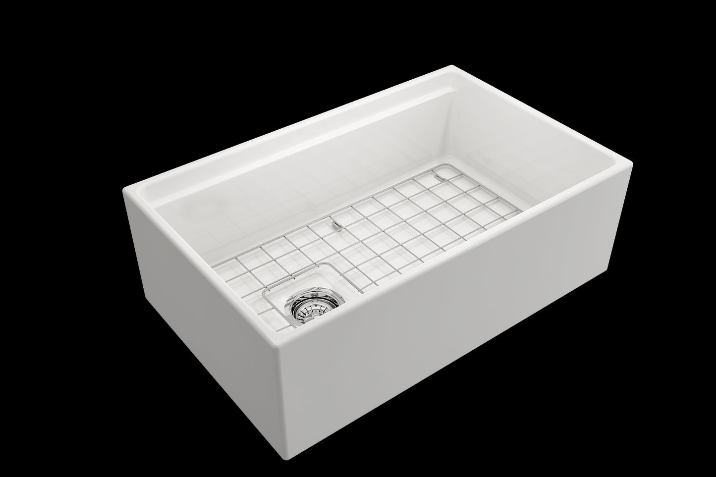 BOCCHI CONTEMPO 30" Fireclay Farmhouse Step Rim With Integrated Work Station Single Bowl Kitchen Sink With Accessories - White