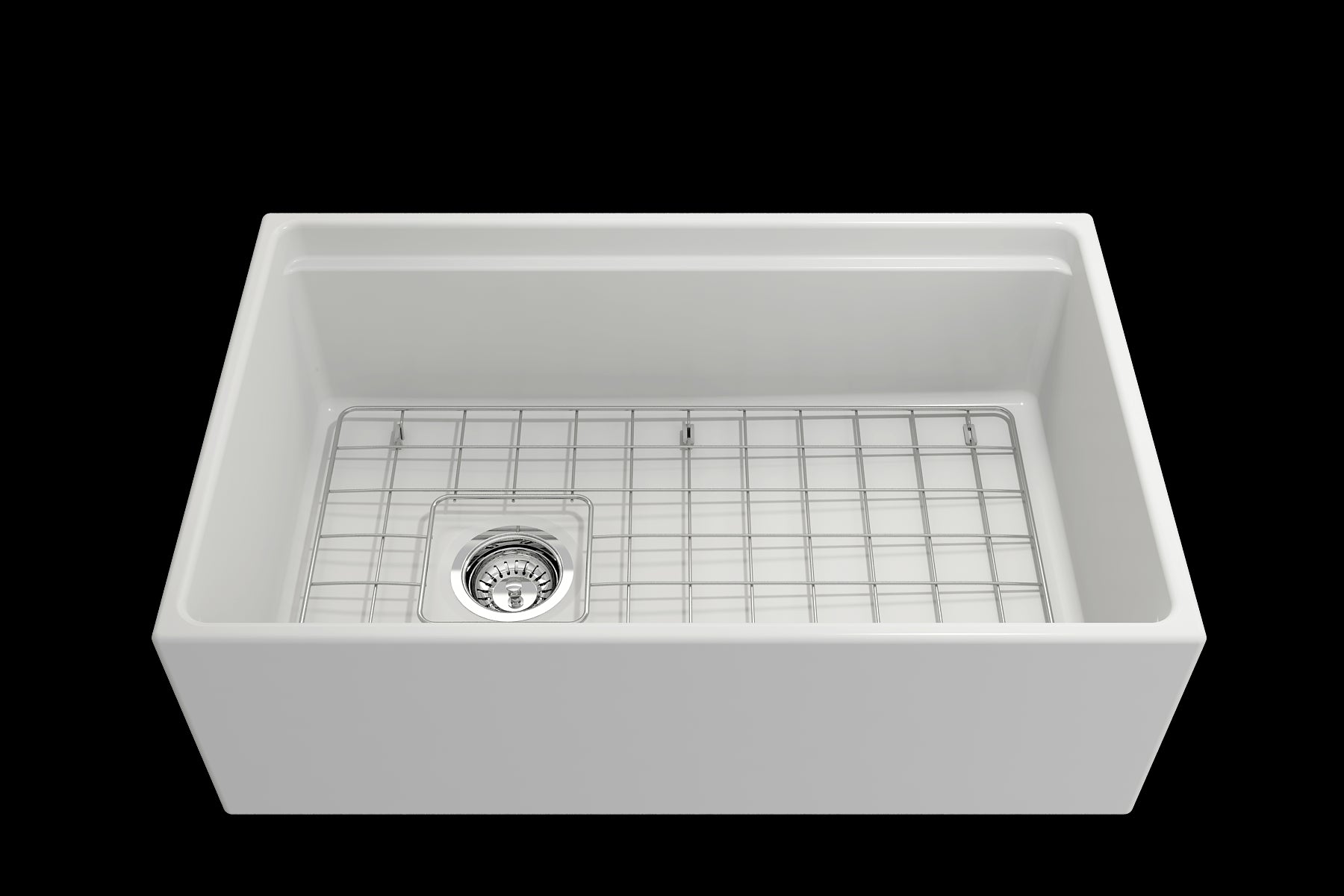 BOCCHI CONTEMPO 30" Fireclay Farmhouse Step Rim With Integrated Work Station Single Bowl Kitchen Sink With Accessories