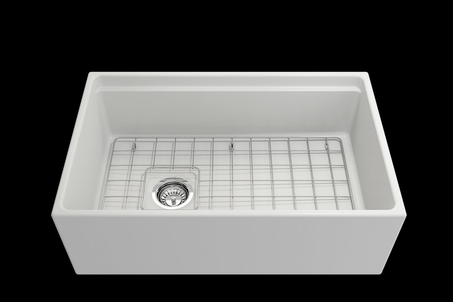 BOCCHI CONTEMPO 30" Fireclay Farmhouse Step Rim With Integrated Work Station Single Bowl Kitchen Sink With Accessories - Matte White