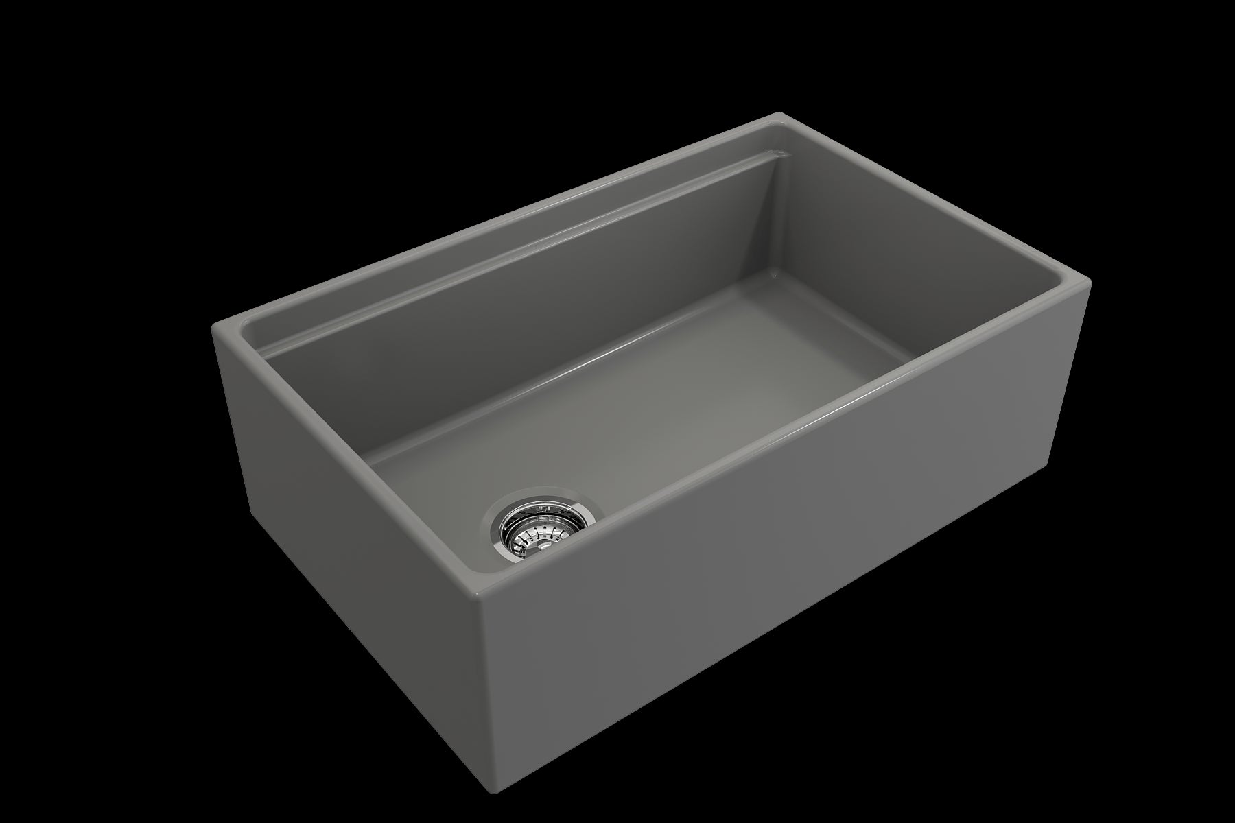BOCCHI CONTEMPO 30" Fireclay Farmhouse Step Rim With Integrated Work Station Single Bowl Kitchen Sink With Accessories - Matte Gray