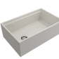 BOCCHI CONTEMPO 30" Fireclay Farmhouse Step Rim With Integrated Work Station Single Bowl Kitchen Sink With Accessories - Biscuit