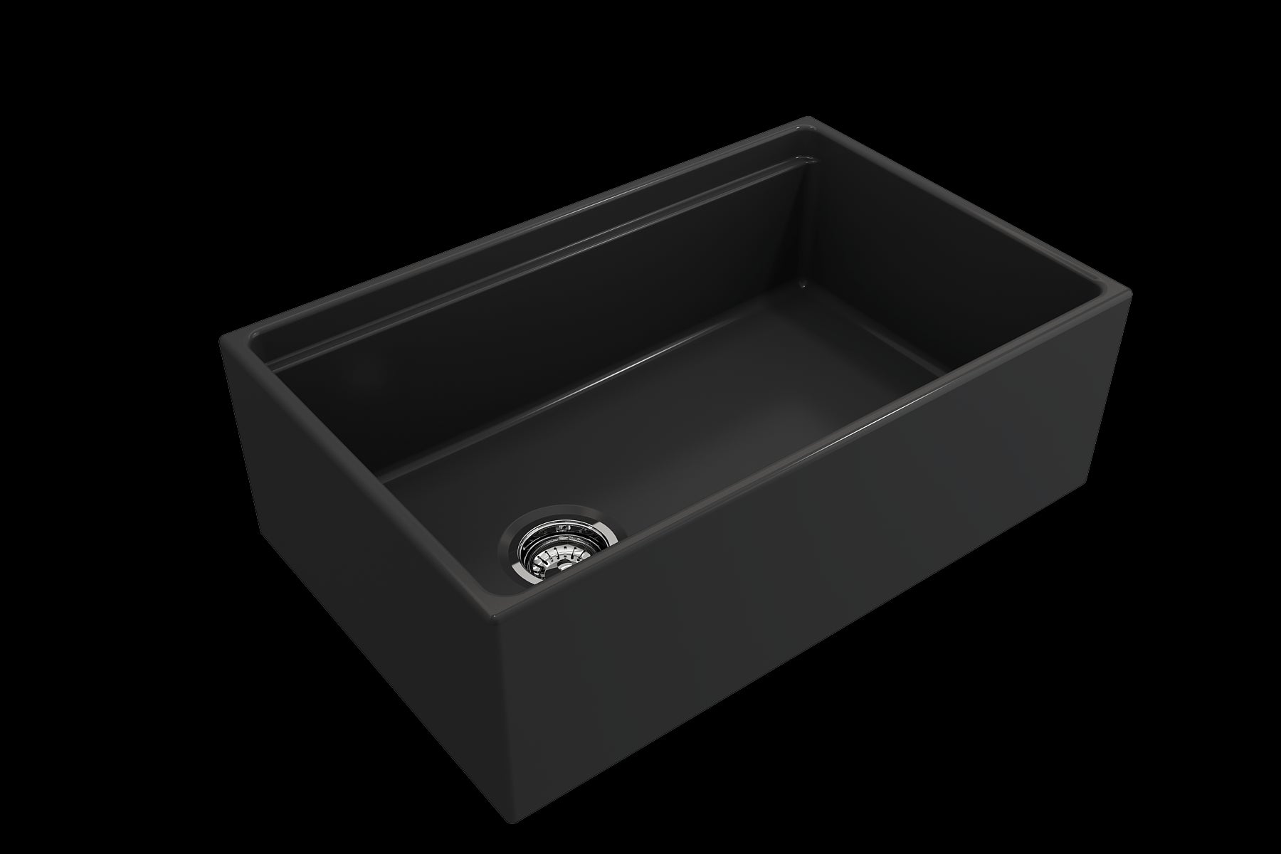 BOCCHI CONTEMPO 30" Fireclay Farmhouse Step Rim With Integrated Work Station Single Bowl Kitchen Sink With Accessories - Matte Dark Gray