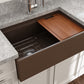 BOCCHI CONTEMPO 30" Fireclay Farmhouse Step Rim With Integrated Work Station Single Bowl Kitchen Sink With Accessories - Matte Brown
