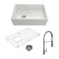 BOCCHI CONTEMPO 30" Fireclay Kitchen Sink with Protective Bottom Grid and Strainer with Livenza 2.0 Faucet