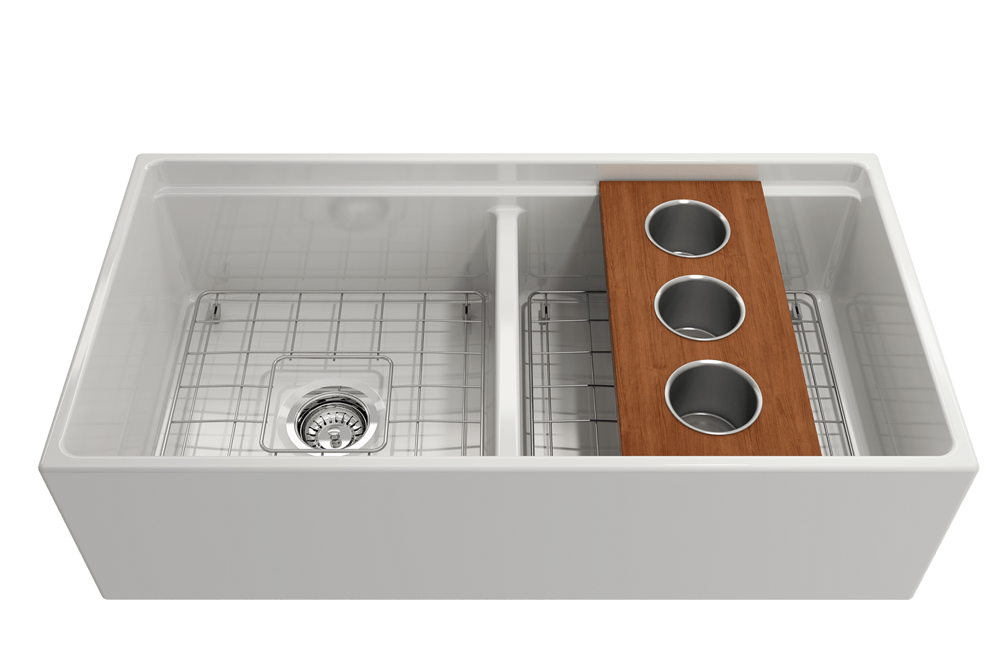 BOCCHI Prep Board Set for Workstation Sinks with 3 Round Stainless Steel Bowls 2320 0011 displayed on a modern sink.