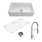 BOCCHI CONTEMPO 33" Fireclay Kitchen Sink with Bottom Grid, Strainer & Livenza Faucet in white and chrome.
