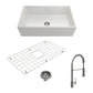 BOCCHI CONTEMPO 33" Fireclay Kitchen Sink with Protective Bottom Grid and Strainer with Livenza 2.0 Faucet