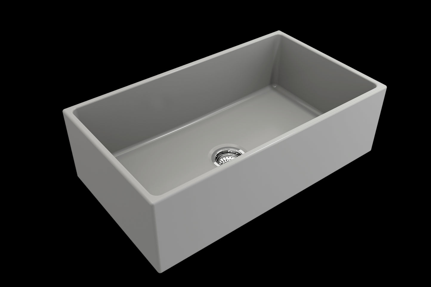BOCCHI CONTEMPO 33" Fireclay Farmhouse Single Bowl Kitchen Sink with Protective Bottom Grid and Strainer