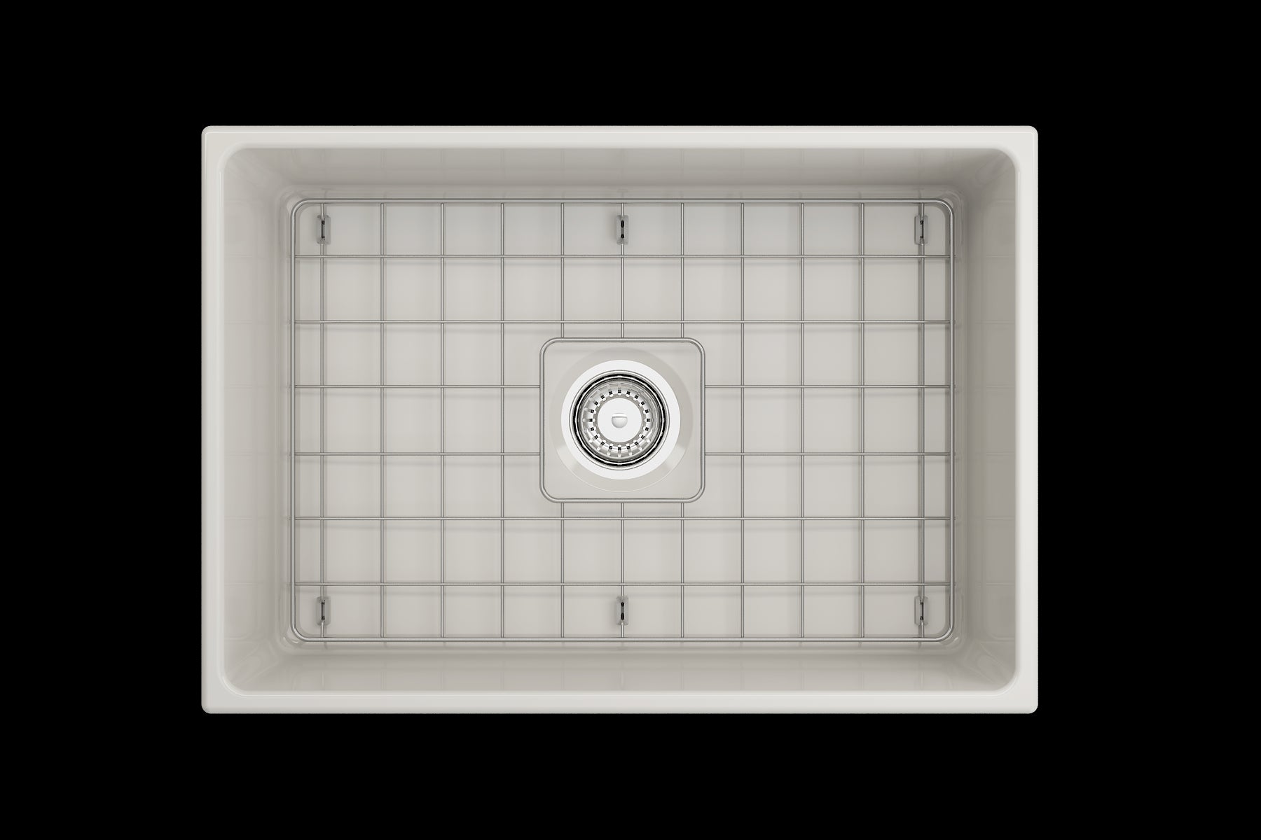 BOCCHI CONTEMPO 27" Fireclay Farmhouse Single Bowl Kitchen Sink with Protective Bottom Grid and Strainer