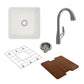 BOCCHI SOTTO 18" Fireclay Bar Sink with Protective Bottom Grid and Strainer and Accessories with Pagano 2.0 Faucet