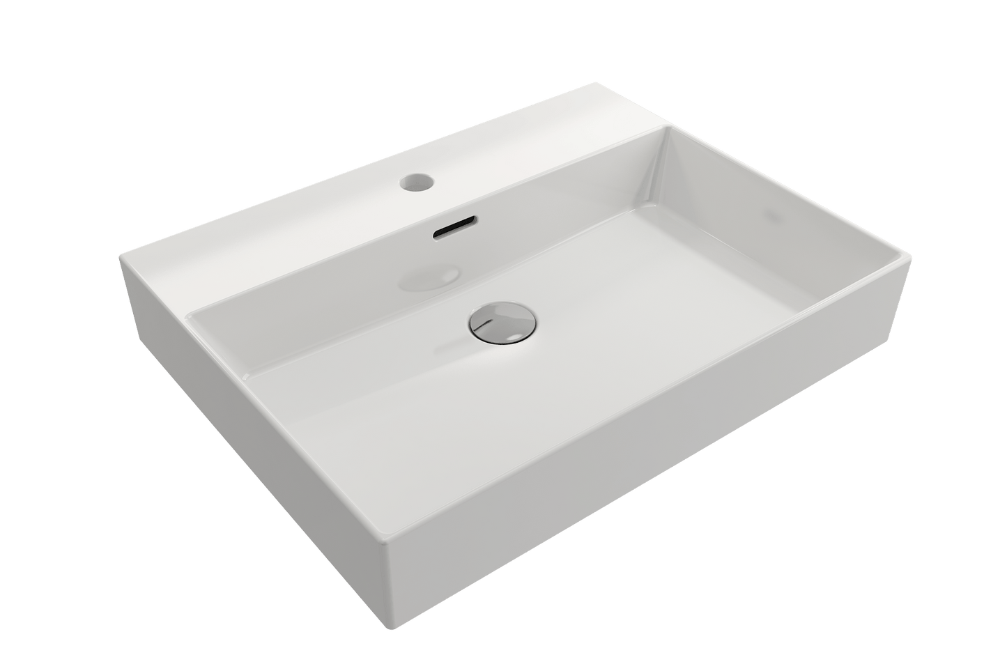 BOCCHI MILANO 24" Wall-Mounted Sink Fireclay 1-Hole With Overflow in sleek white design.